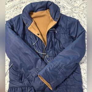 Vintage Navy and Tan Reversible Women's Jacket